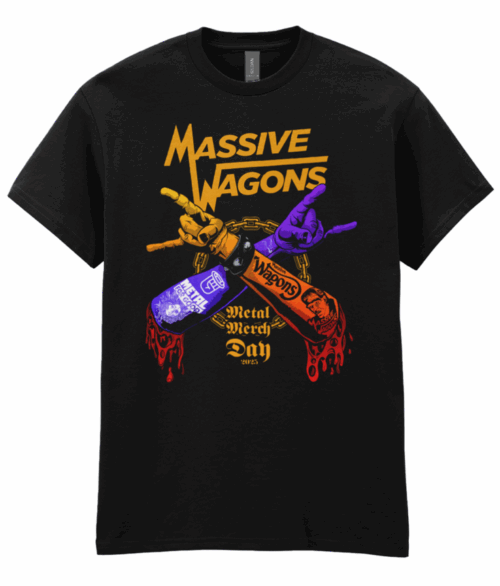 Massive Wagons X MFG Adult Black T-Shirt Mockup Front